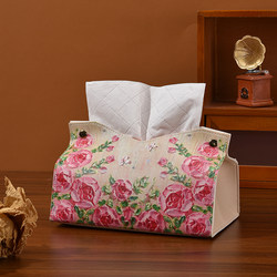 Light Luxury Style High-End Oil Painting Rose Tissue Box Storage for Living Room, Car, Desktop, Creative Napkin Holder