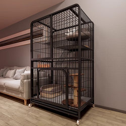 Cat Cage with Wheels for Indoor Use, Extra Large Free Space with Toilet, Cat Villa, Pet Cat House, Cat Toilet, Flip Mat