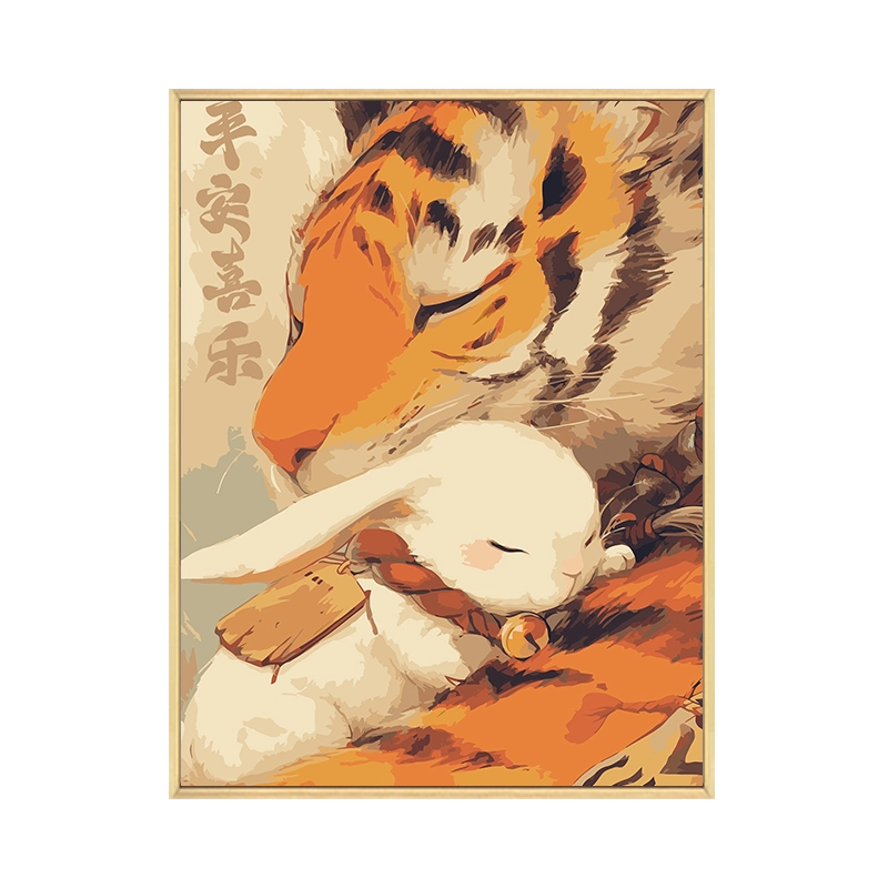 油彩画 静物画 宠物数字油画DIYQX10439动物丙烯画布偶猫简约现代风格装饰画