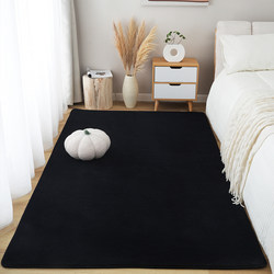 Pure Black Carpet with a High-End Feel, Thick Short Plush Bedside Rug for the Master Bedroom, Full Coverage Large Area Room Rug for the Living Room
