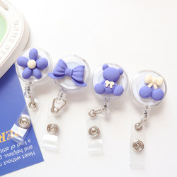 ins Simple Transparent Retractable Buckle Easy-Pull Buckle Doctor Badge Work Id Holder Horizontal Campus Card Student Card Holder