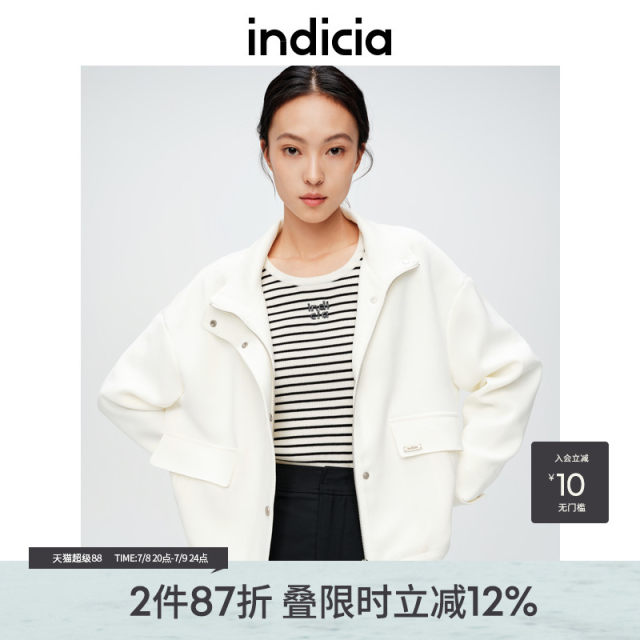 indicia Mark Simple Commuter Stand Collar Jacket Top 6A402WT084C