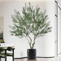 Simulated Green Olive Tree Indoor Living Room High-End Light Luxury Floor-Standing Potted Plant High-Quality Artificial Plant Decoration