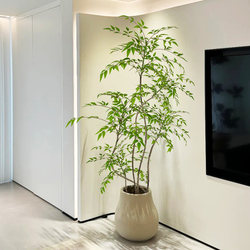 Simulated Green Plants, High-End Light Luxury Nandina Bamboo, Indoor Living Room Fake Plant Decoration Ornaments, High-End Bionic Floor-Standing Potted Plants