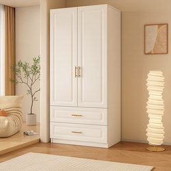 French Cream Style Solid Wood Wardrobe Small Apartment Home Cabinet Modern Simple Bedroom Storage Cabinet Finished Large Wardrobe