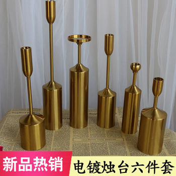
New wedding European style electroplated candlestick six-piece set