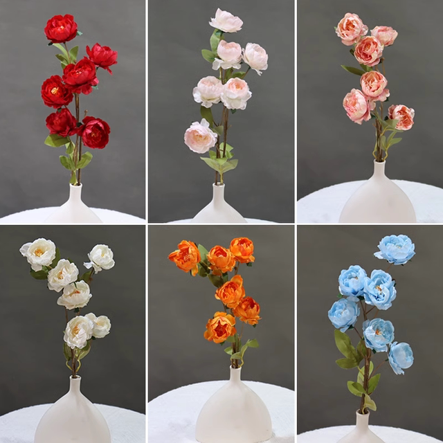 
Artificial flower multi-headed exquisite peony flower preparation for wedding venue flower photography props decoration fake flower decoration wedding hall
