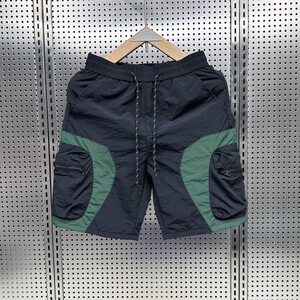 
New summer color-blocking beach work pants for men, handsome multi-pocket shorts loose quick-drying thin casual five-point pants