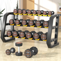 Pev Fixed Dumbbell Set Combination for Men, Home Gym Use, Commercial Rubber-Coated Pure Steel Complete Dumbbell Rack Set