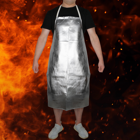 500° Heat Resistant Apron, Aluminum Foil High Temperature Resistant Canvas Heat Insulation Apron Anti Fire Anti Scalding Working Apron, Silver, Large