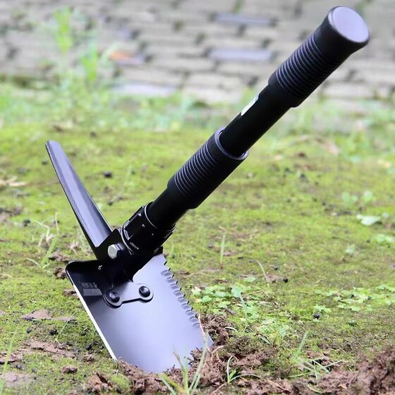 
Engineer shovel multifunctional outdoor hoe folding military shovel manganese steel thickened shovel military version survival equipment camping