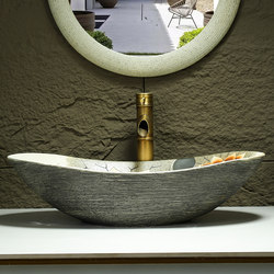 Art Countertop Washbasin Hotel Ceramic Washbasin High-End Ingot Single-Sided Basin Home Retro Basin Outdoor