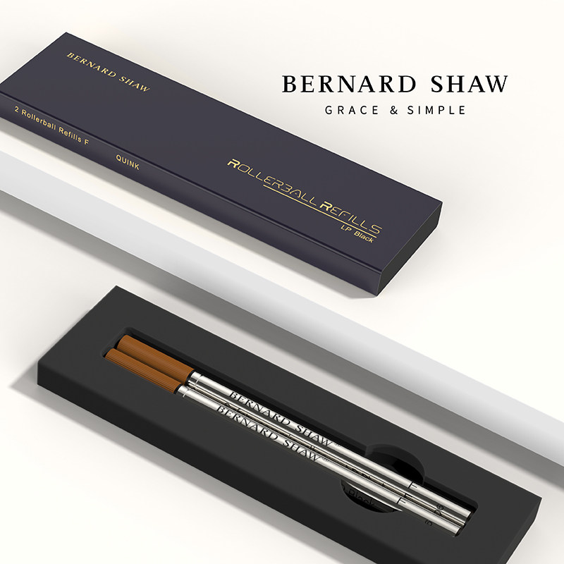 BERNARD SHAW | 버나드 쇼 볼펜 교체 리필 블랙 0.6MM 독일 방수 변색 방지 수성 시그니처 펜 속건성 리필 특수 교체 리필 2팩 -