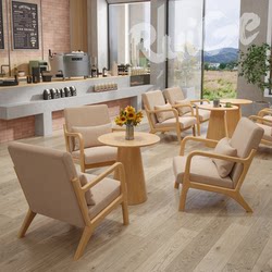 Solid Wood Leisure Cafe, Milk Tea Shop, Guesthouse Rest Area, Tables and Chairs, Booth Seating, Negotiation and Reception Sofa Set, Tea House