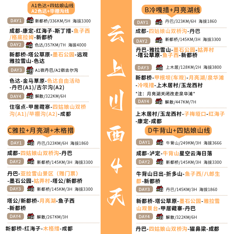 2-8人纯玩川西跟团游4天3晚色达冷嘎措牛背山四姑娘山川西小环线