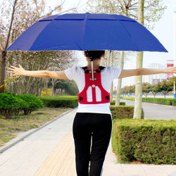 Back-Mounted Sunshade Umbrella for Tea Picking and Fishing, Double-Layer Sun Protection, Windproof, Foldable, Outdoor Black-Coated Work Umbrella, Suitable for Both Sunny and Rainy Weather