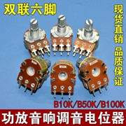 Đôi 6-pin B10KB50KB100K hai kênh sốt loa âm thanh khuếch đại công suất tập chiết áp trục hoa 15MM