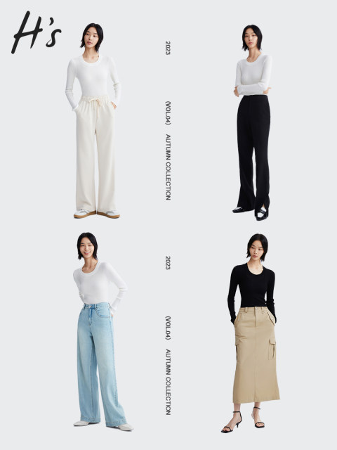HS Outlet Spring New Solid Color Slim Knit Sweater Women's Basic Versatile Simple U-neck Pullover Top
