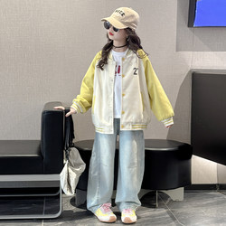 Girls' Baseball Jacket Spring and Autumn 2026 New Stylish and Super Cute Spring Outfit Korean Style Loose Top Jacket for Older Children