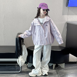 Girls' Spring Jacket 2026 New Children's Hooded Coat for Older Girls Spring Clothing Girls' Outdoor Wear Trendy