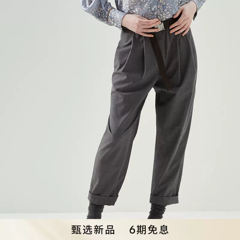 BC秋冬新品]Brunello Cucinelli 女士羊毛宽松直筒休闲裤运动裤- Taobao