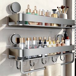 Japanese Suction Cup Bathroom Storage Rack, No-Drill Wall-Mounted Washbasin Shelf for Bathroom