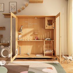 Cat Villa Solid Wood Cat Cage Home Indoor Cat House Two-Story Extra Large Free Space Cat House Cat Climbing Frame Cat Cabinet