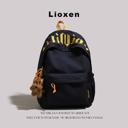 Lioxen Simple Letter Print Backpack Unisex Large Capacity Korean Style School Bag College Student Computer Backpack