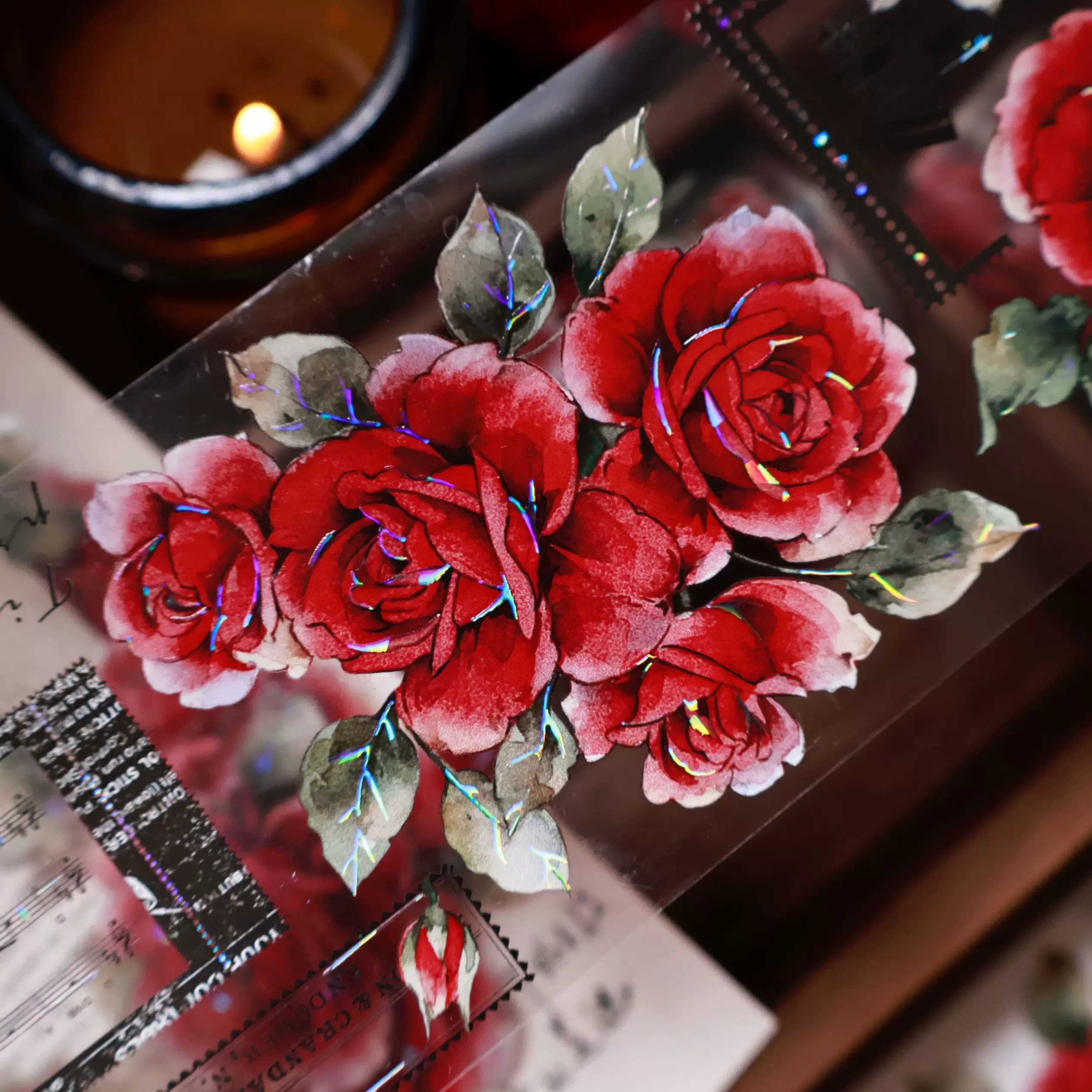 ④♡海外マステ♡ 壹洱原创 さん 壹洱原创 さん 森屿时夏 （烫金） 壹洱文创第14期新品【森屿时夏】和纸胶带四叶草手账PET素材