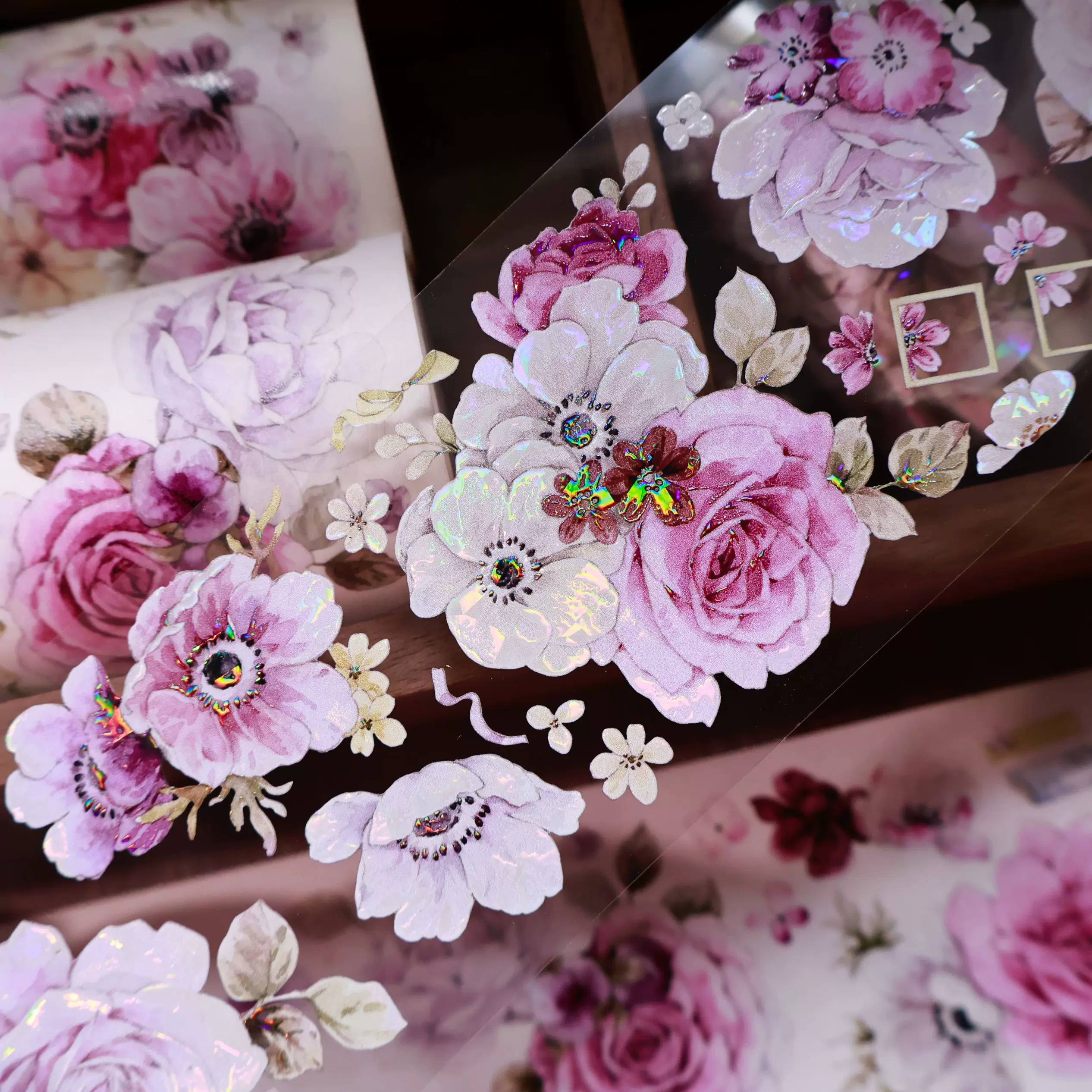 ④♡海外マステ♡ 壹洱原创 さん 壹洱原创 さん 森屿时夏 （烫金） 壹洱文创第14期新品【森屿时夏】和纸胶带四叶草手账PET素材