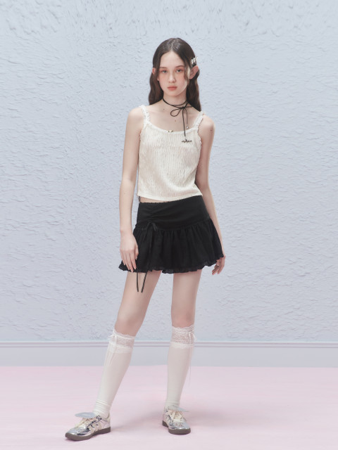 AYF bow ribbon skirt, new summer original niche lace hem retro skirt