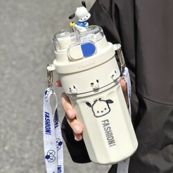 High-Looking Thermos Cup for Girls, 316 Stainless Steel Food-Grade Kidsren's Straw Cup, Student Portable Double Drinking Cup