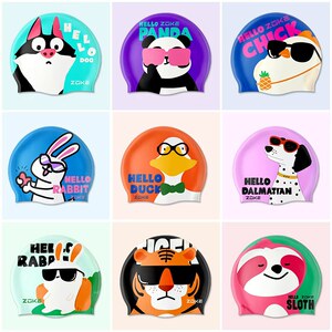 
zokezhouke swimming cap unisex waterproof non-stretching long hair head circumference professional training silicone children's swimming cap