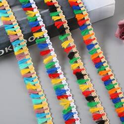 2cm Four-Color Polyester Lace Fringe Tassel Ethnic Style Clothing Accessories Curtain Sofa Lace