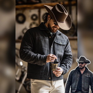 
Uncle Gu's Heavyweight Cruiser Work Jacket Men's Winter New Martin Canvas Sheep Velvet Thickened Jacket