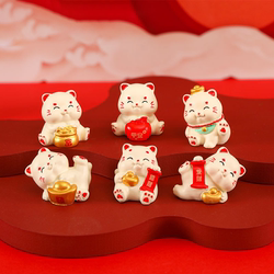 Cute Healing Lucky Cat Resin Crafts Car Dashboard Ornaments Home Decoration Gifts