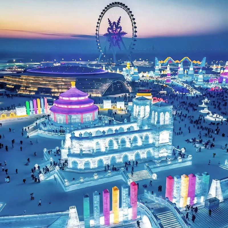 东北旅游哈尔滨5天4晚漠河雪乡亚布力滑雪冰雪大世界0购5日12人团