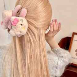 New High-Quality Double-Sided Kitty Cat Cute Plush Hair Clip, Sweet Shark Hair Clip for Back of Head Hair Styling Accessory for Women