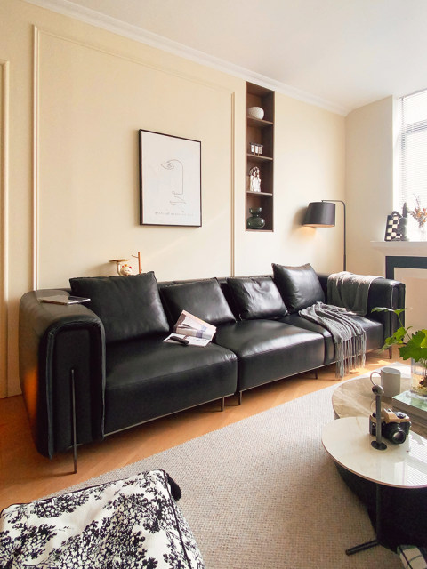 Imported Cotton Linen Fabric Minimalist Light Luxury Designer Floor ... - Living Room Minimalist Leather Furniture