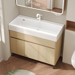 Deepened and enlarged one-piece ceramic basin honeycomb aluminum bathroom cabinet