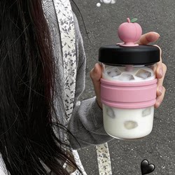 Water Cup for Girls, High-Looking Summer Glass Cup, Portable Household Straw Cup, Press Ice Cube Mold, Coffee Cup, New Style