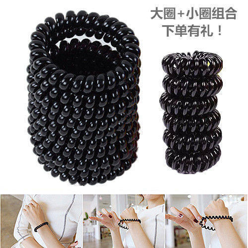 
Large phone line hair loop black thick head rope women tied hair high ponytail rubber band high elastic hair rope leather case