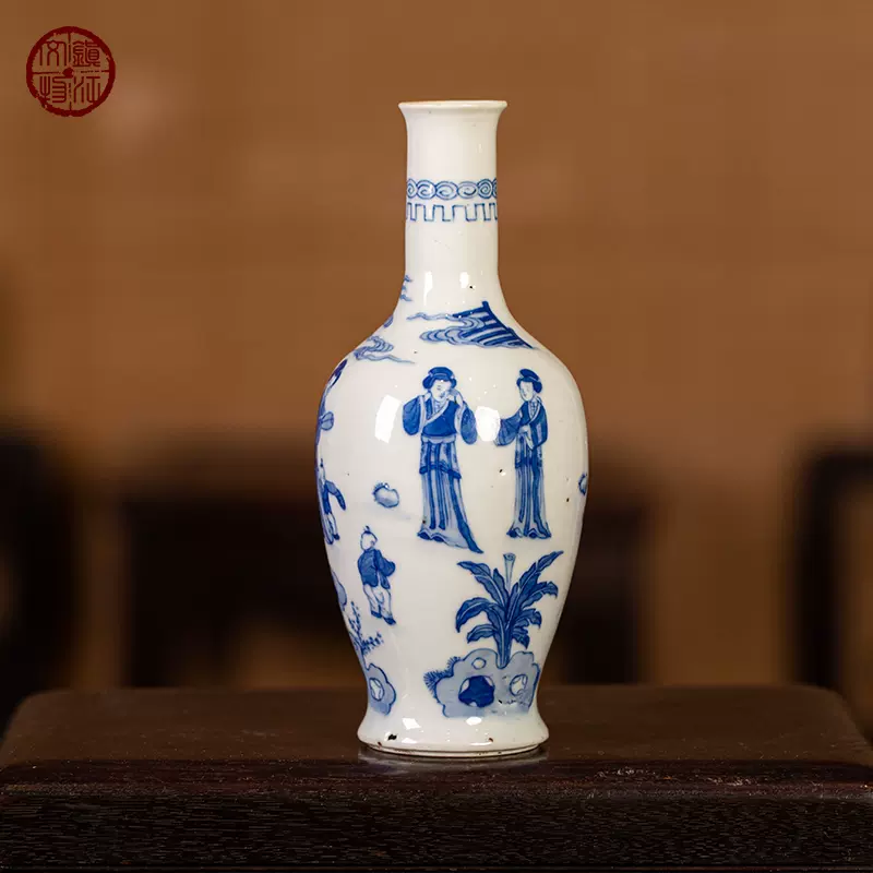 清康熙人物瓶古董老物件真品摆件古玩文玩景德镇窑瓷器名家收藏-Taobao