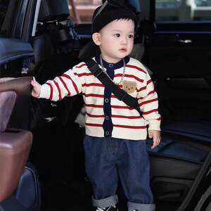 
(101-156) Fashionable Boys' Knitted Autumn and Winter Pullover Warm New Year's Red Children's Cardigan Thickened Sweater