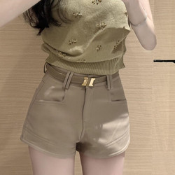 American-Style Spicy Girl Casual Shorts for Women, Spring Tight-Fitting Straight-Leg, Elegant, Slimming, Versatile High-Waisted A-Line Shorts for Outerwear