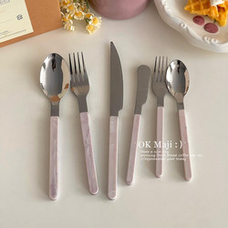 High-Quality Stainless Steel Cutlery Set for Western Food, ins Pieces, Fork, Spoon, Steak-Specific Three-Piece Set, Knife, Fork, Spoon