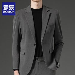 Romon Suit Set Men's Business Professional Formal Wear Casual Blazer Groom Wedding Dress Two-Piece Set