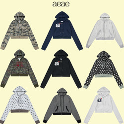 [Official Authentic Product] Korean Aeae Polka Dot a Letter Zipper Cardigan Autumn and Winter New Pure Cotton Hooded Jacket for Women