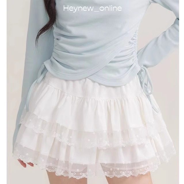 Large size 2025 American lace lace cake short skirt for women fat m Korean version summer high waist slim and versatile A-line skirt