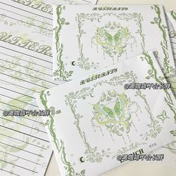 Green Vine Butterfly Letter Paper Package Creative Memorial Gift Handwritten Message High-Looking Butterfly Letter Paper